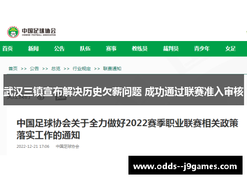 武汉三镇宣布解决历史欠薪问题 成功通过联赛准入审核 武汉三镇宣布解决历史欠薪问题 成功通过联赛准入审核
